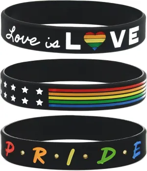 LGBTQ Pride Bracelets (6-pack) - Love is Love, Rainbow Pride Flag, and Pride Friendship Band - Silicone Rubber Wrist Bands for LGBT Ally Gifts, Lesbian, Bisexual and Gay Pride Jewelry Apparel for All Genders Men and Women LGBTQ Pride Bracelets (6-pack) - Love is Love, Rainbow Pride Flag, and Pride Friendship Band - Silicone Rubber Wrist Bands for LGBT Ally Gifts, Lesbian, Bisexual and Gay Pride Jewelry Apparel for All Genders Men and Women