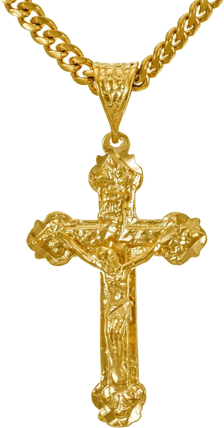 LIFETIME JEWELRY Crucifix Cross Necklaces for Women & Men 24k Real Gold Plated
