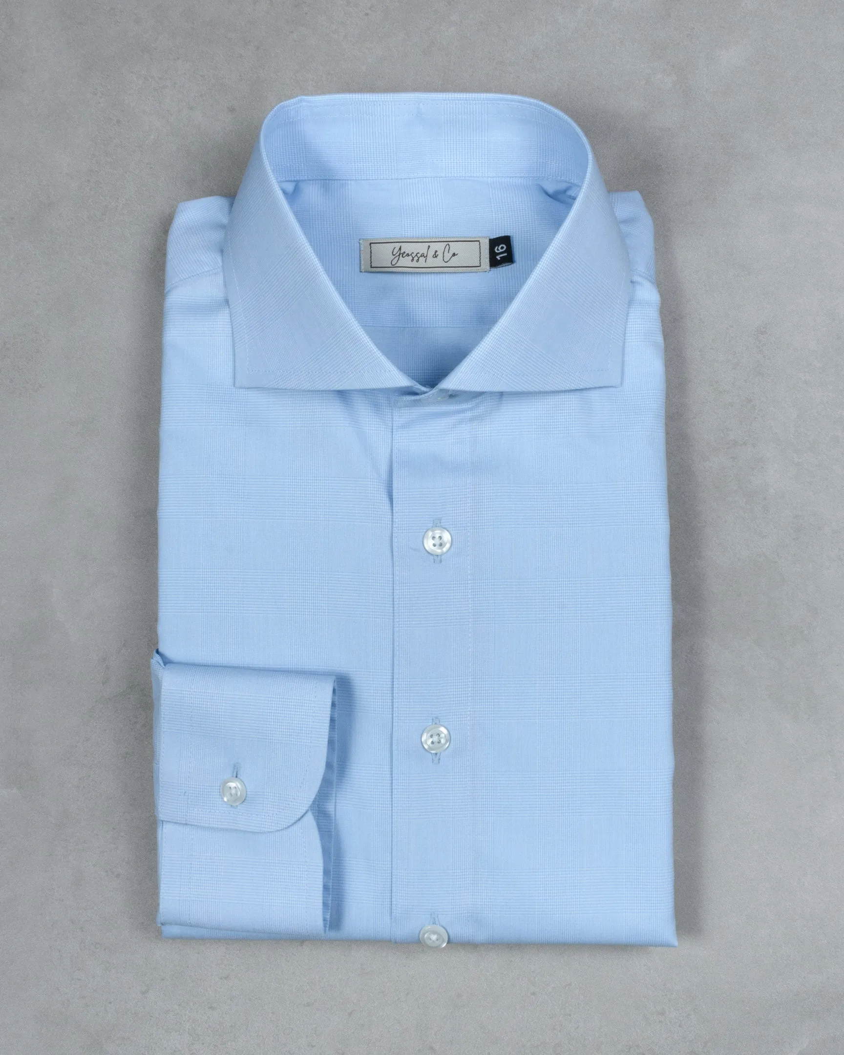 Light Blue Plaid Cotton Shirt