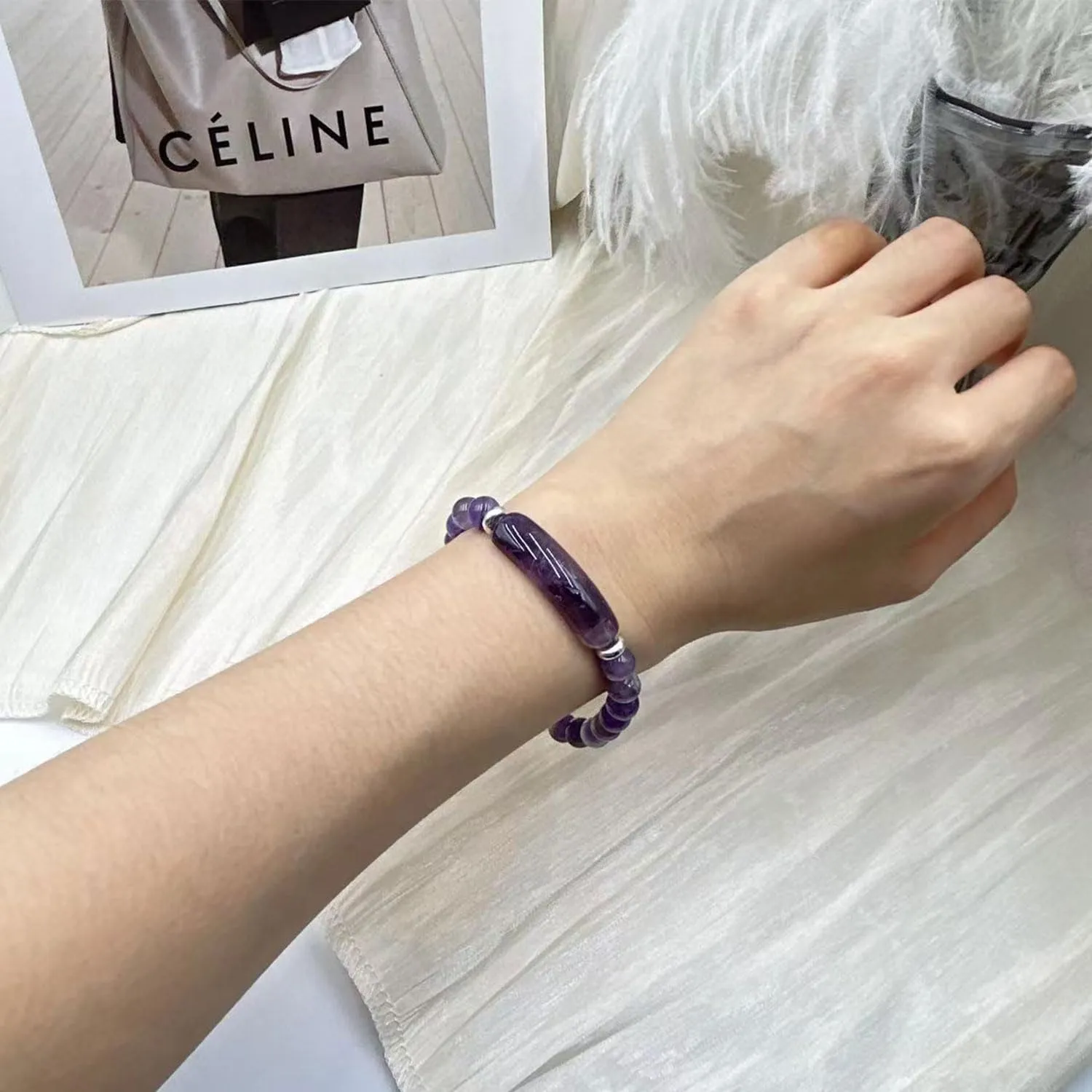 Link Pheromone Bracelet for Women Healing Crystal Beaded Bracelets Rose Quartz Pheromone Bracelet Energy Chakra Stone Beaded Bangle Jewelry Gifts for Women