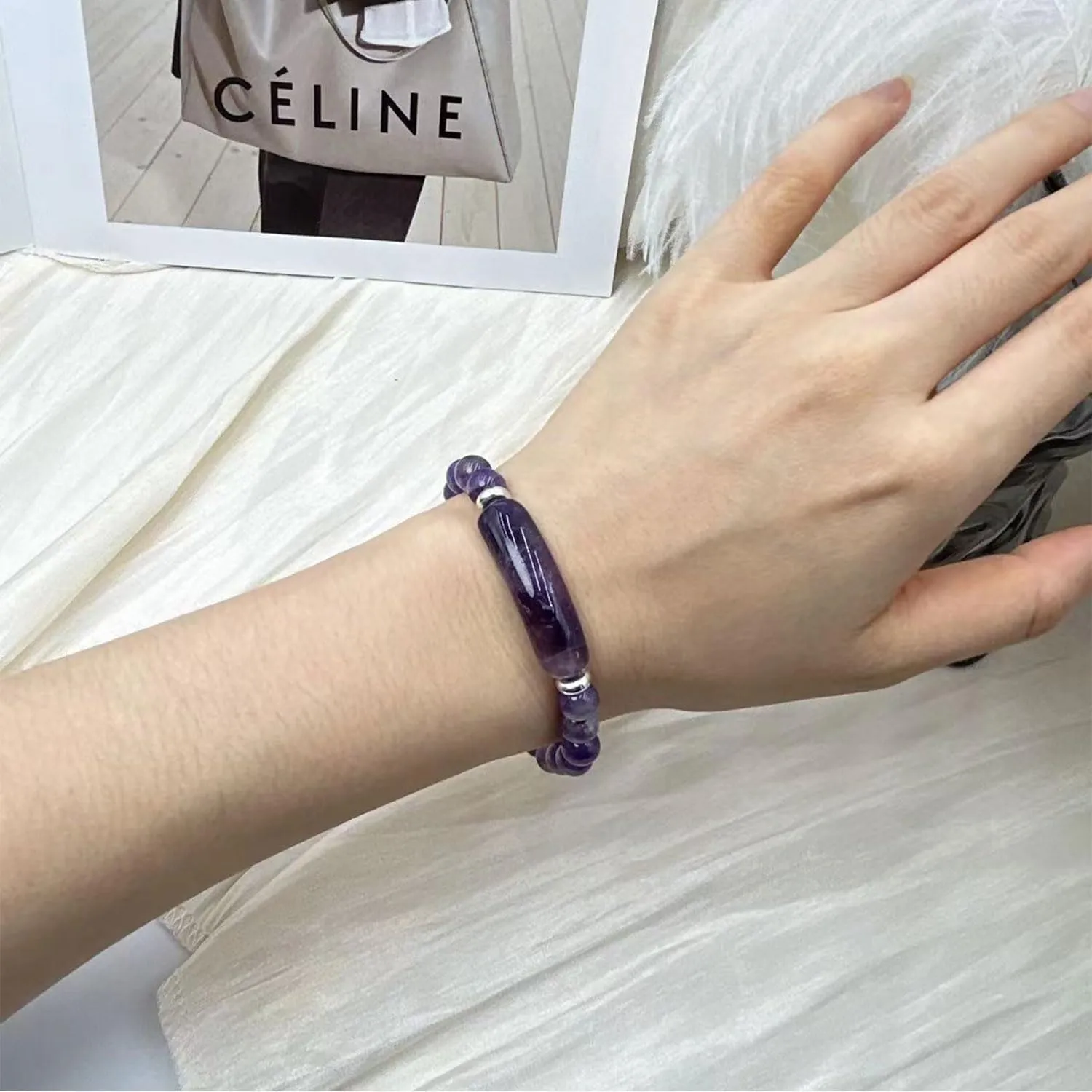 Link Pheromone Bracelet for Women Healing Crystal Beaded Bracelets Rose Quartz Pheromone Bracelet Energy Chakra Stone Beaded Bangle Jewelry Gifts for Women