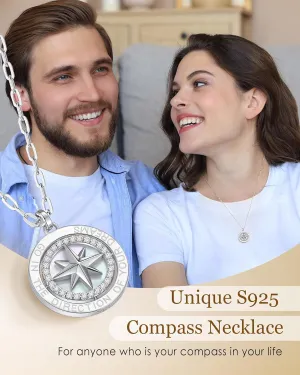 LOUISA SECRET Graduation Gifts for Her 2025, S925 Sterling Silver Compass Birthstone Necklace for Her, Anniversary Birthday Jewelry Gifts for Women Her