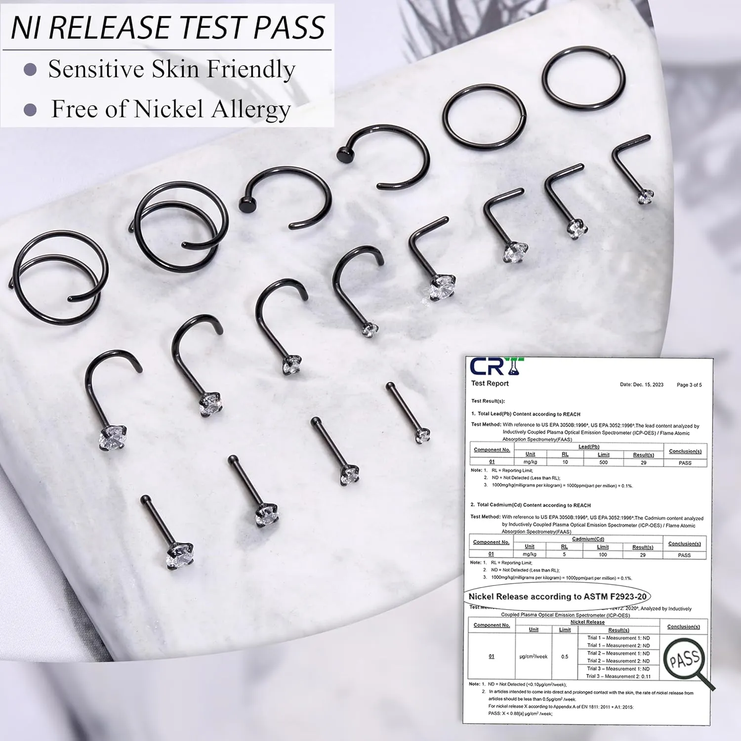LOYALLOOK 18Pcs Nose Rings Studs - 316L Surgical Steel Gold Nose Studs Double Hoop Nose Ring for Women Men 18G/20G Nose Rings Stud Hypoallergenic Nose/Body Piercing Jewelry 1.5mm 2mm 2.5mm 3mm CZ