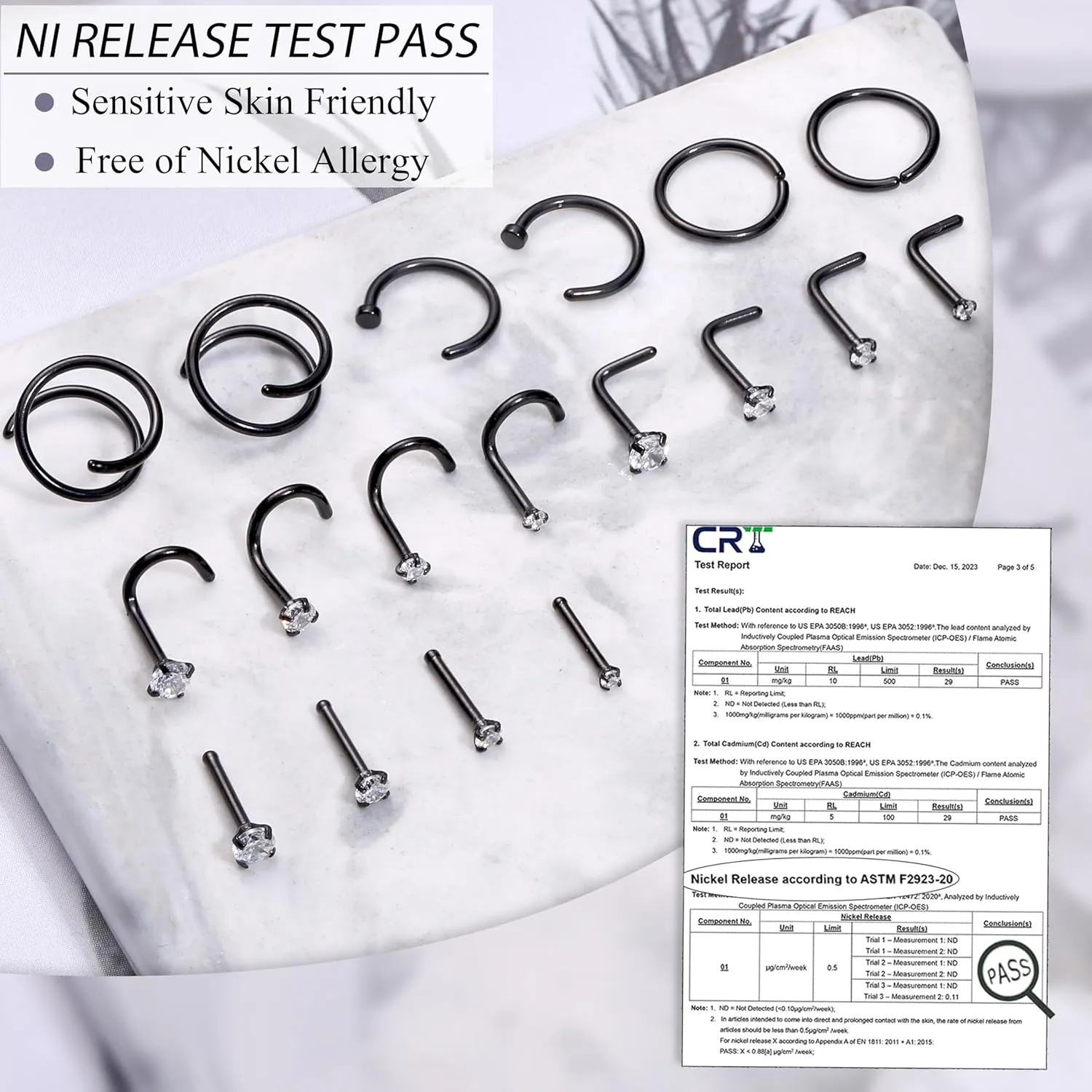 LOYALLOOK 18Pcs Nose Rings Studs - 316L Surgical Steel Gold Nose Studs Double Hoop Nose Ring for Women Men 18G/20G Nose Rings Stud Hypoallergenic Nose/Body Piercing Jewelry 1.5mm 2mm 2.5mm 3mm CZ