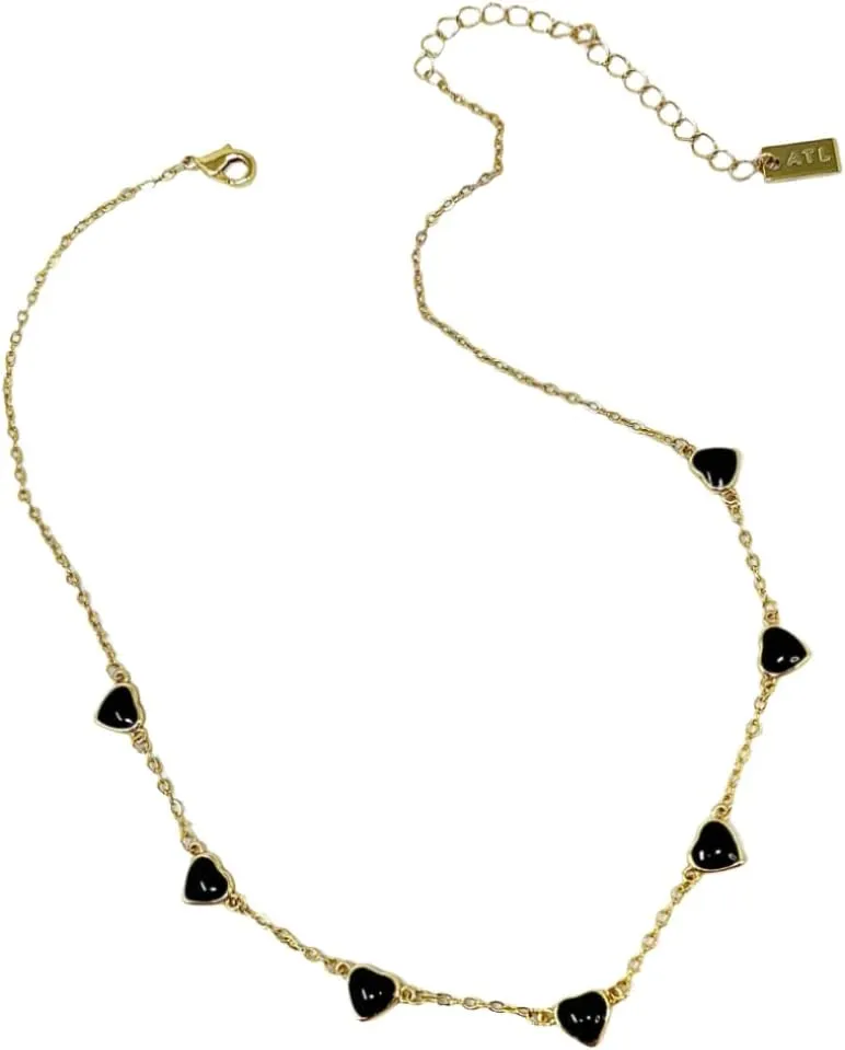 Made With Love Black Heart Chain Layering Necklace for women