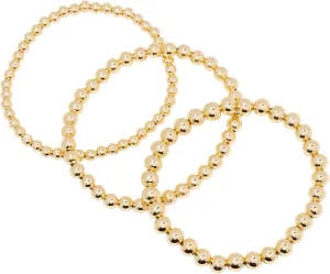 Makenna Gold Bracelet Set - Hypoallergenic 14K Gold-Plated Brass - Beaded Stacking Bracelets- Gold Jewelry - Women's Bracelets - Gifts for Mom