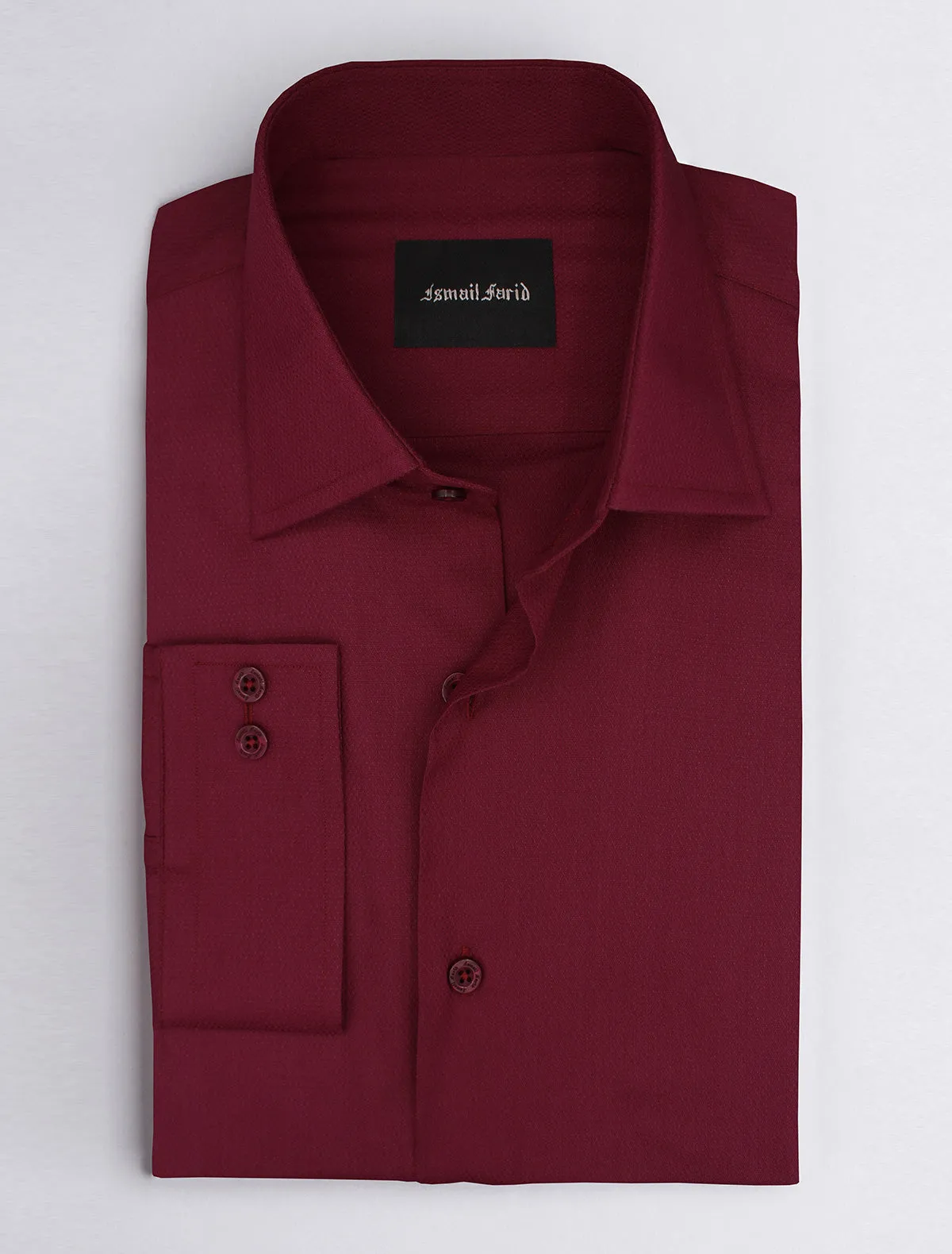 MAROON SELF TEXTURED BUSINESS WEAR SHIRT