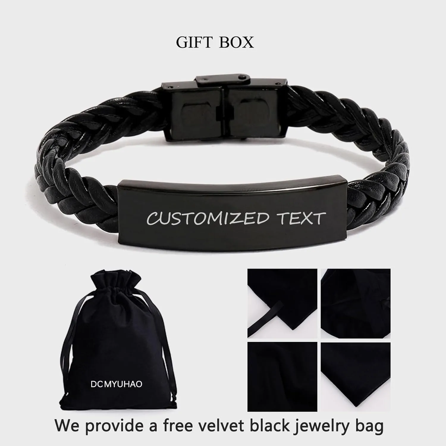 Medical Symbol Awareness Braided Leather Bracelet For Women Men, SOS Emergency Health Life Alert ID Engraved Stainless Steel Jewelry Silver Adjustable Bracelet ,Wristband Personalized Engraved Gifts