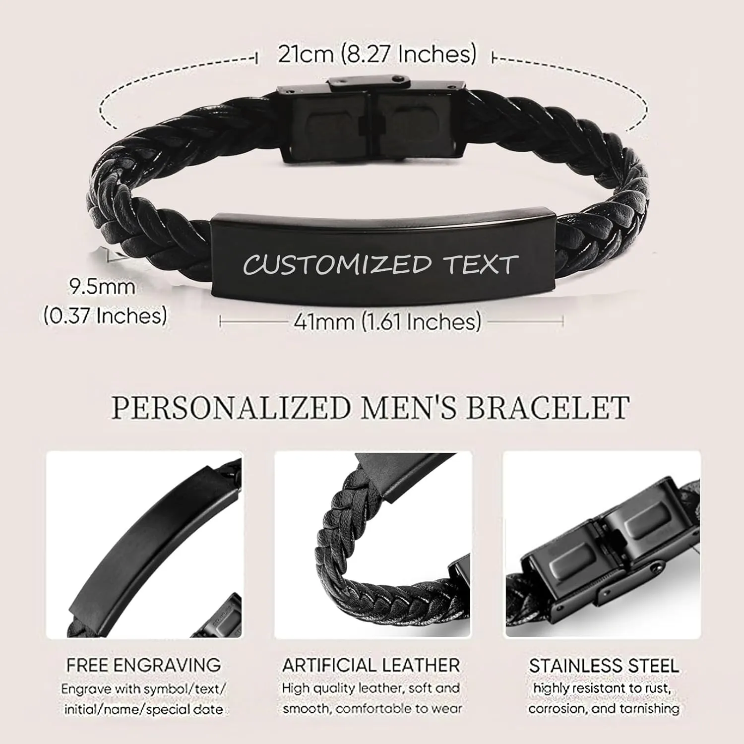 Medical Symbol Awareness Braided Leather Bracelet For Women Men, SOS Emergency Health Life Alert ID Engraved Stainless Steel Jewelry Silver Adjustable Bracelet ,Wristband Personalized Engraved Gifts