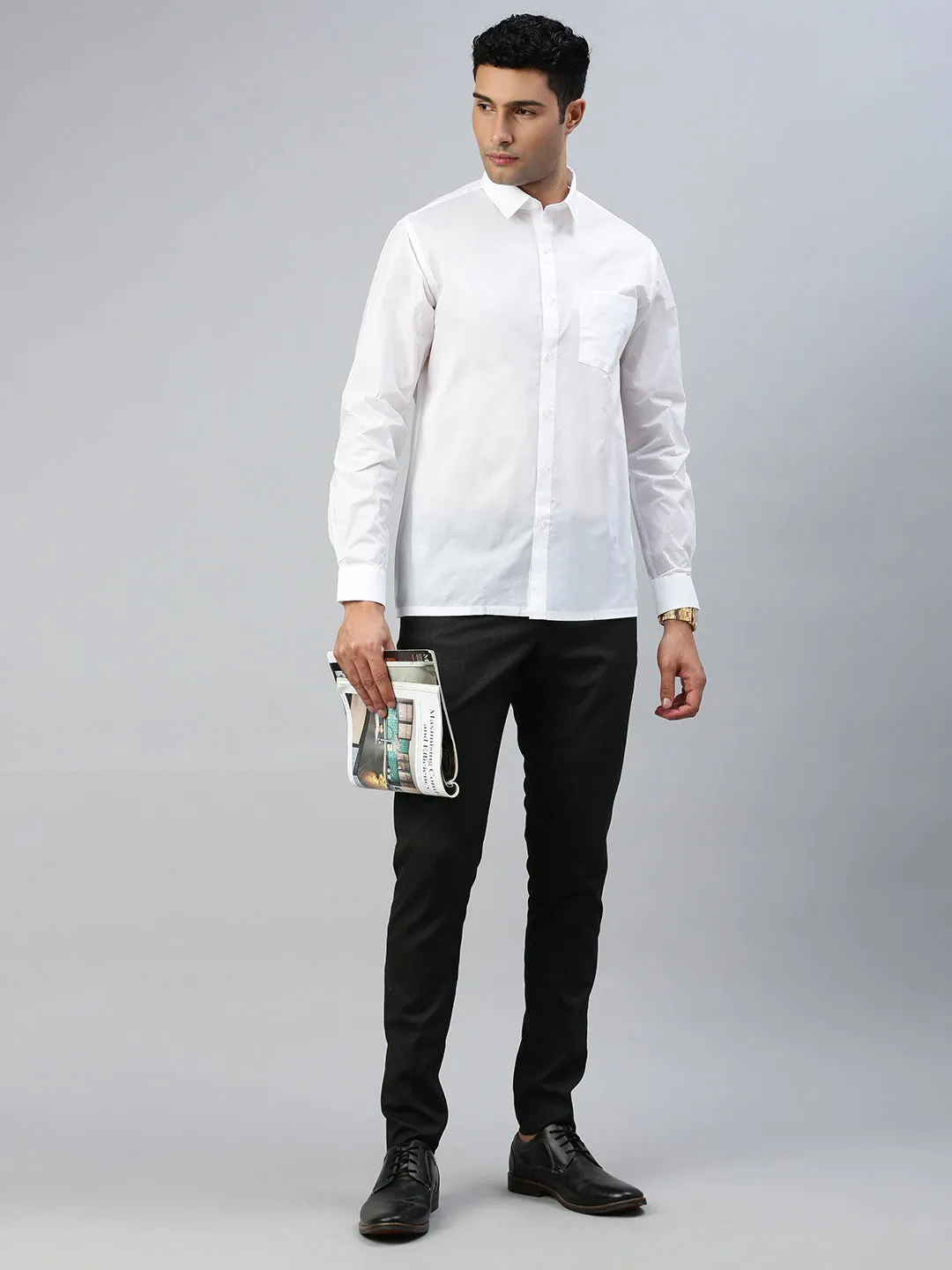 Men Cotton Rich White Shirt_Nanow Premium