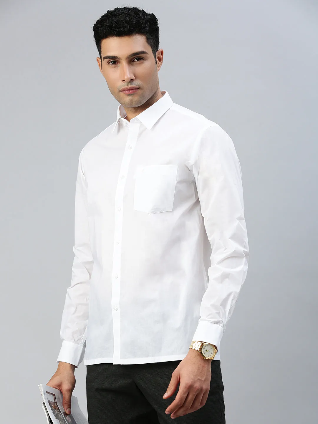 Men Cotton Rich White Shirt_Nanow Premium