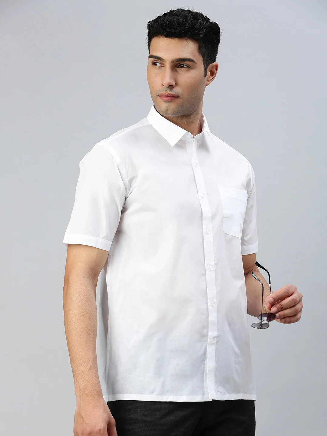 Men Cotton Rich White Shirt_Nanow Premium