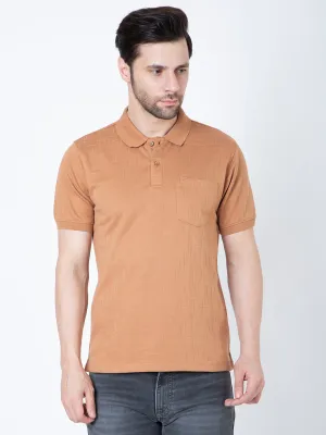 Men Polo Jacquard Brown T-Shirt