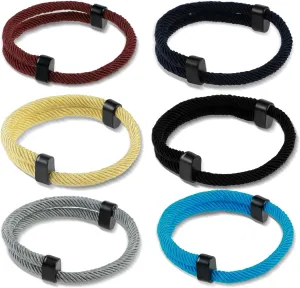 Mens Bracelets Rope, 6 Pcs Adjustable Nautical Braided Cord Bracelet Handmade Navy Marine Anklet String Bracelet with Metal Knot Men Women Braided Bracelets Gifts