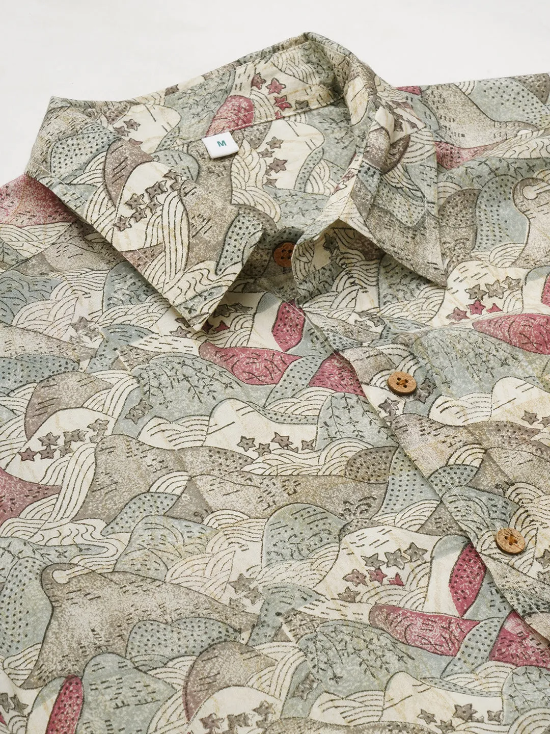 Men's Cotton Hand Block Printed Regular Fit Grey Shirt