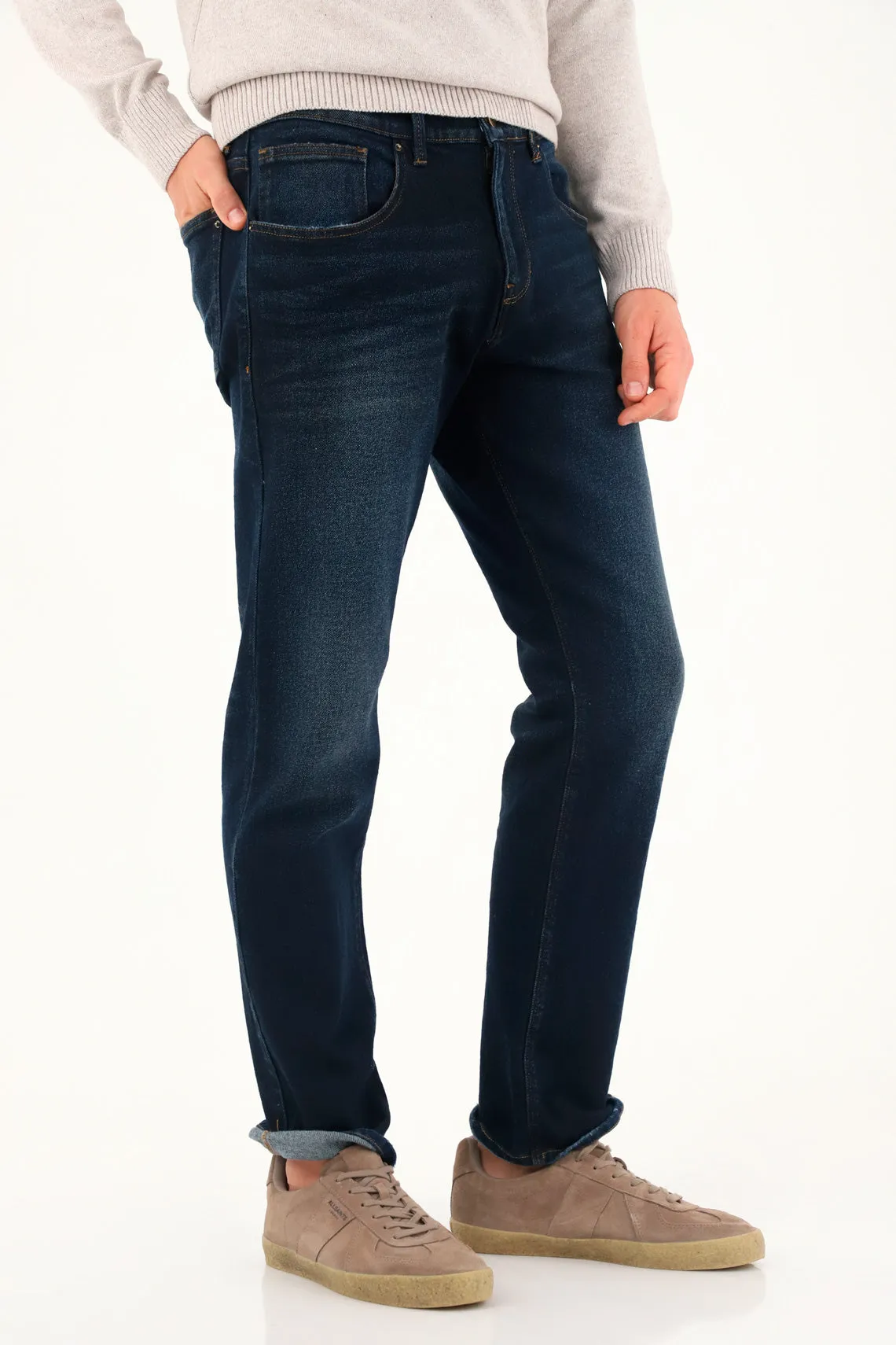 Men's Dark Blue Straight Jeans
