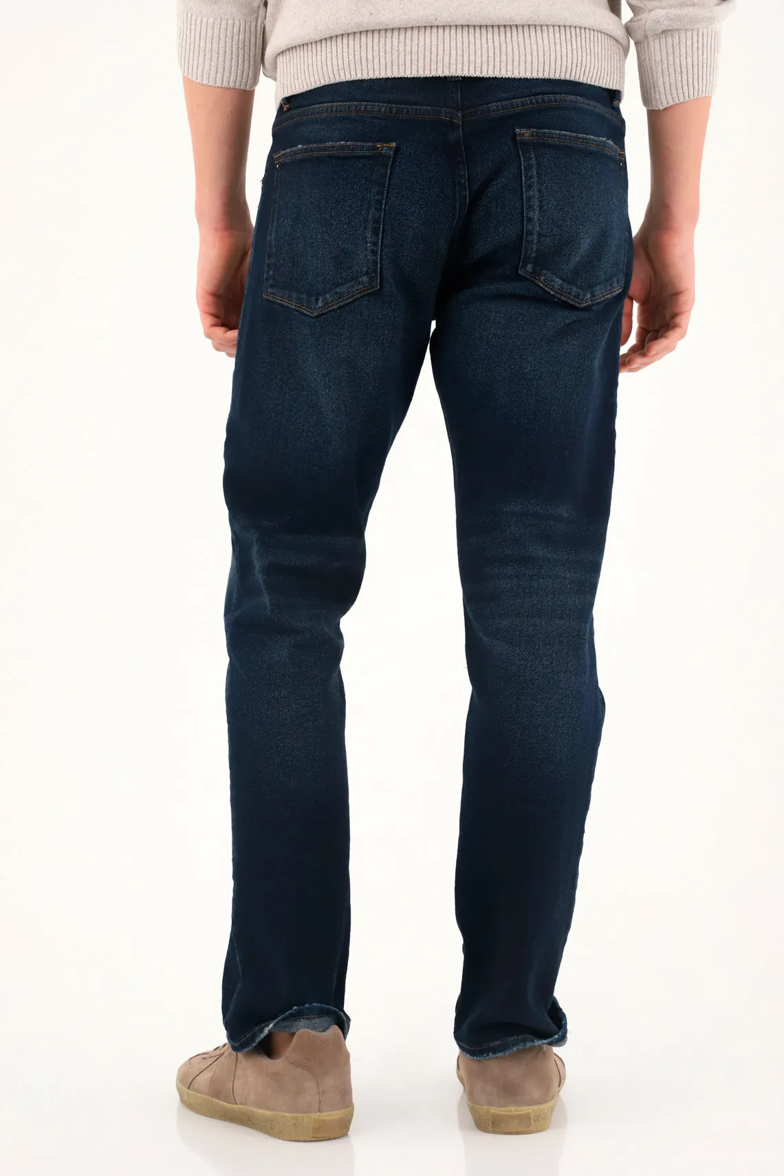 Men's Dark Blue Straight Jeans