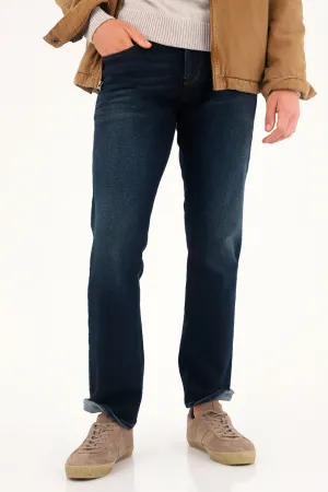 Men's Dark Blue Straight Jeans