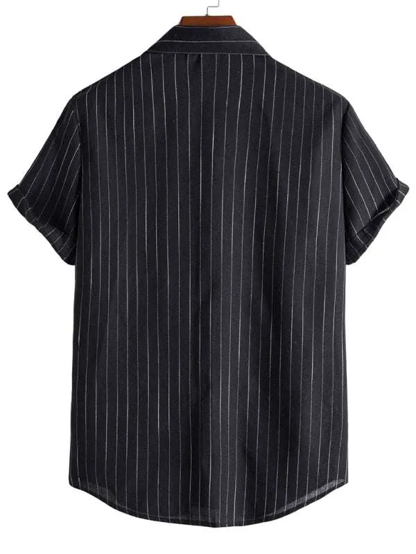 Men's Fashion Trend Casual Striped Short Sleeve Shirt