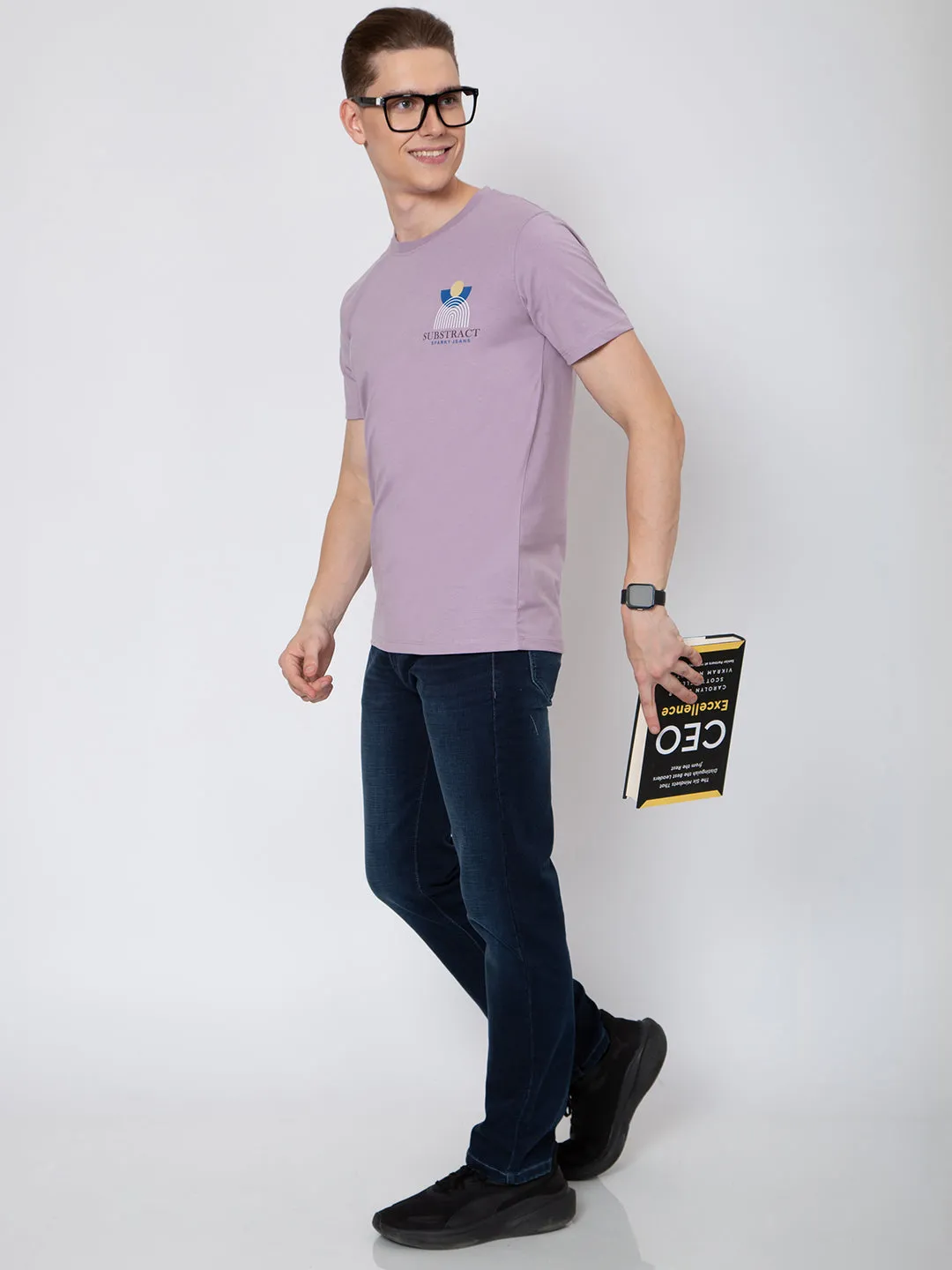 Mens Front And Back Print Round Neck Tshirt