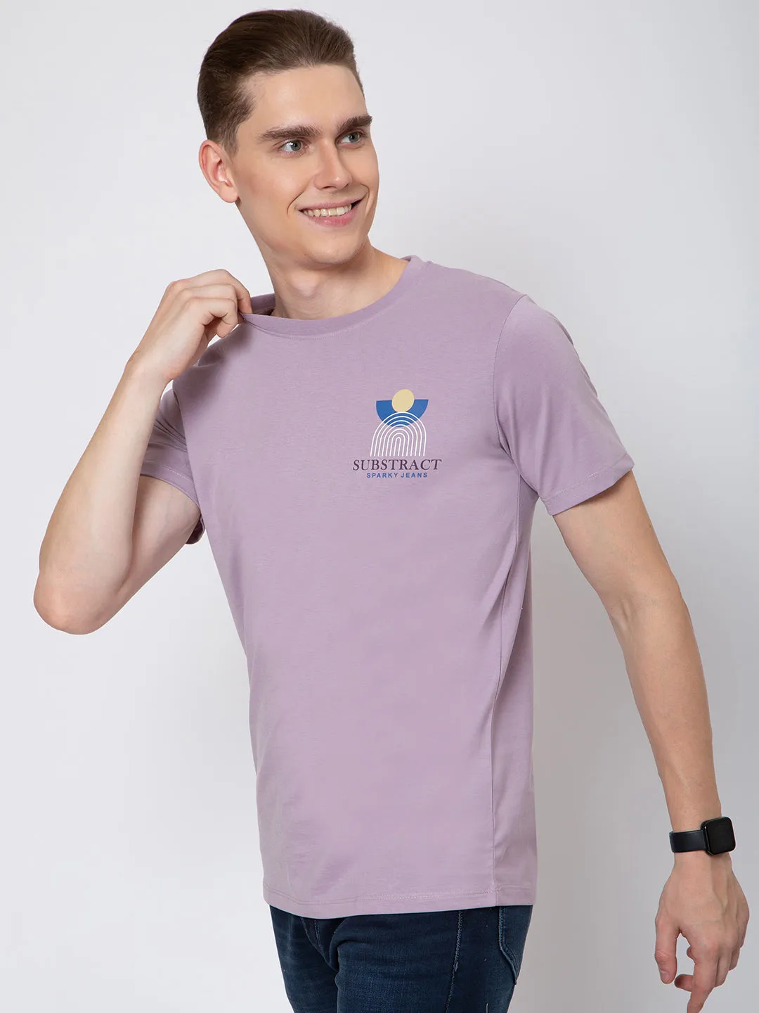 Mens Front And Back Print Round Neck Tshirt