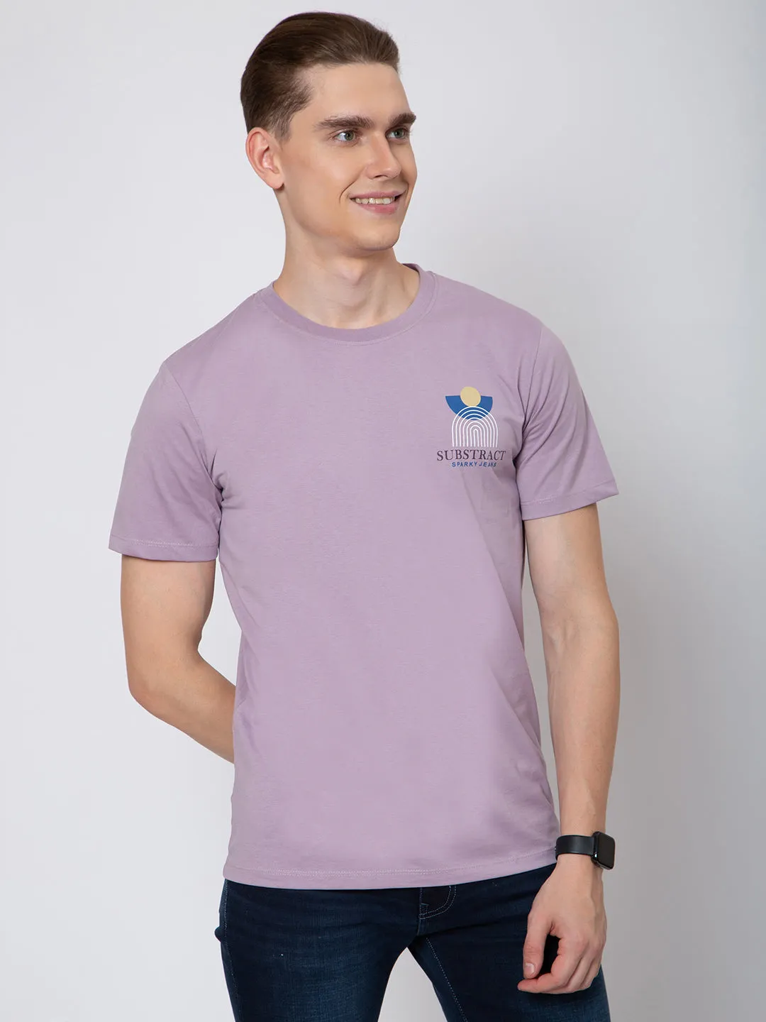 Mens Front And Back Print Round Neck Tshirt