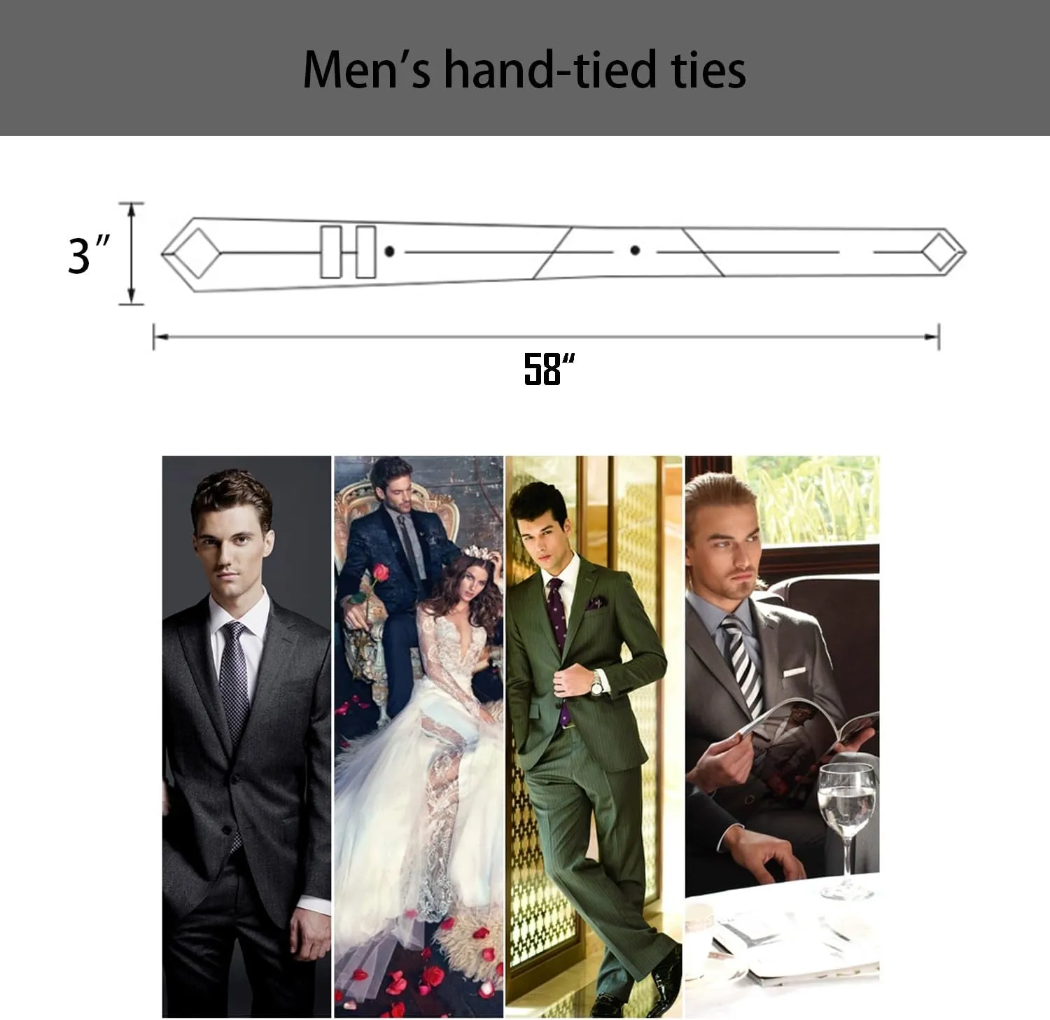 Mens Tie Set Gift Box Necktie with Collection Pocket Squares Tie Clips Cufflinks For Men