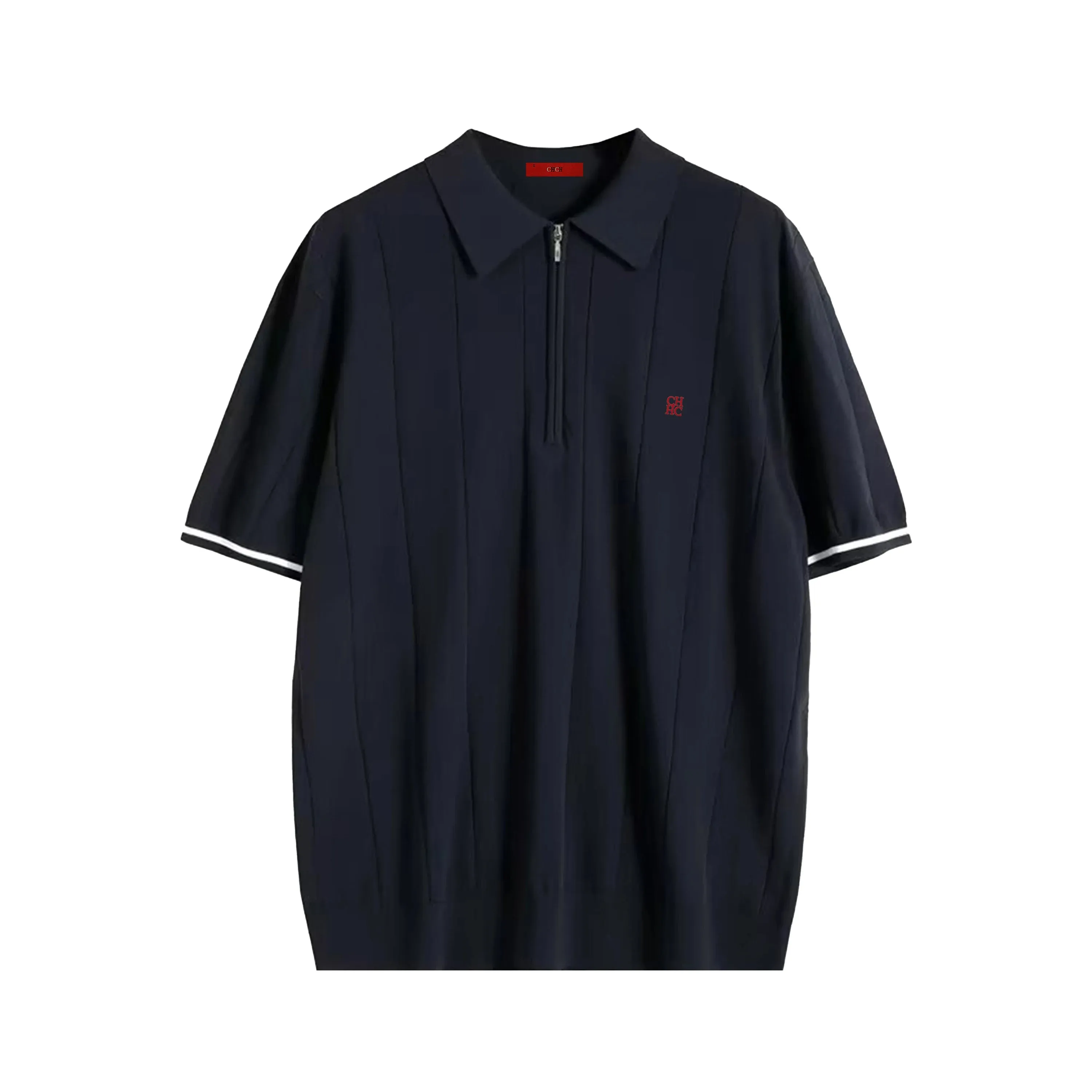 Men's Zip-Up Short Sleeve Polo Shirt