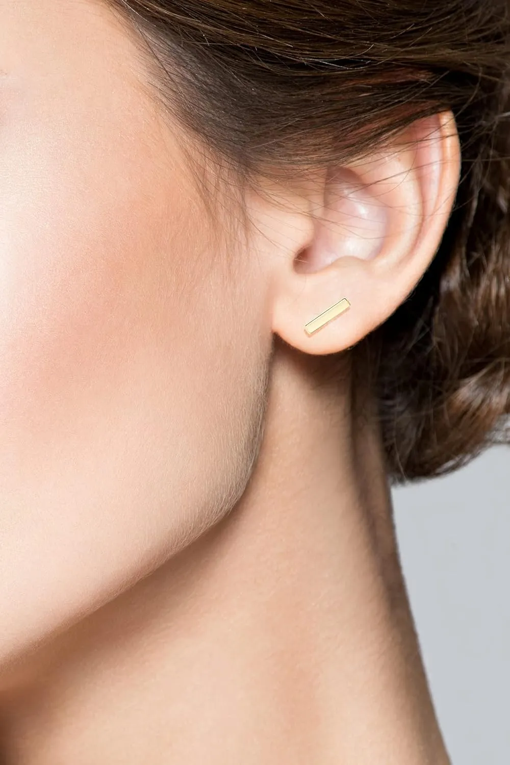 Miabella 925 Sterling Silver or 18K Gold Plated Minimalist Flat Bar Dainty Stud Earrings for Women/Made in Italy