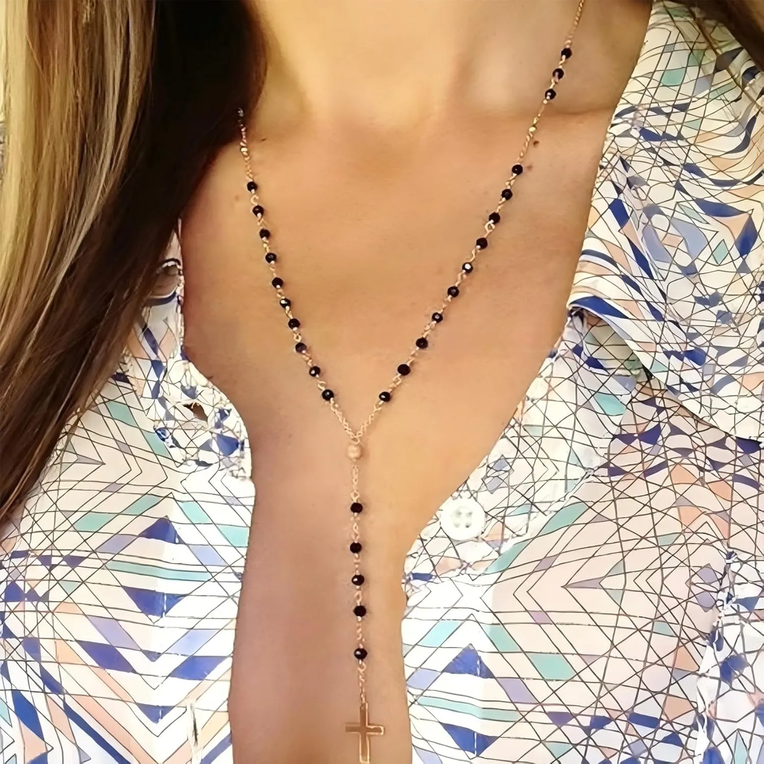 MIFYNN Long Necklaces for Women Black Lariat Y-Shaped Necklace Star Necklace Discs Necklace Trendy Jewelry Gifts for Women