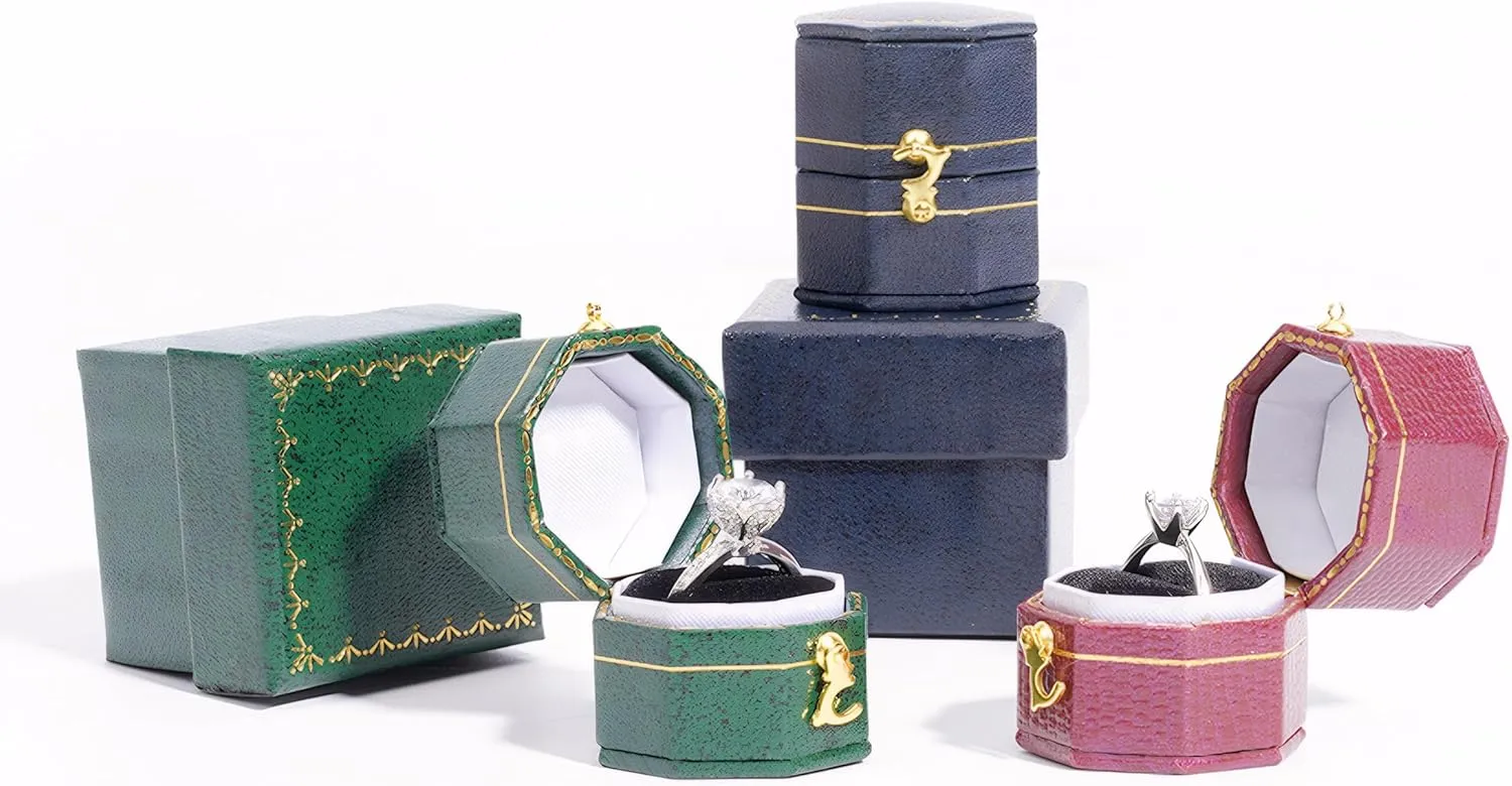 Mini ring box for proposals, engagements, weddings - fits easily in your pocket or handbag - Rose Red