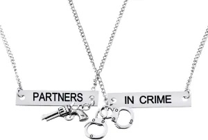 MJartoria Best Friend Necklaces Partners in Crime Engraved Friendship BFF Necklace for 2