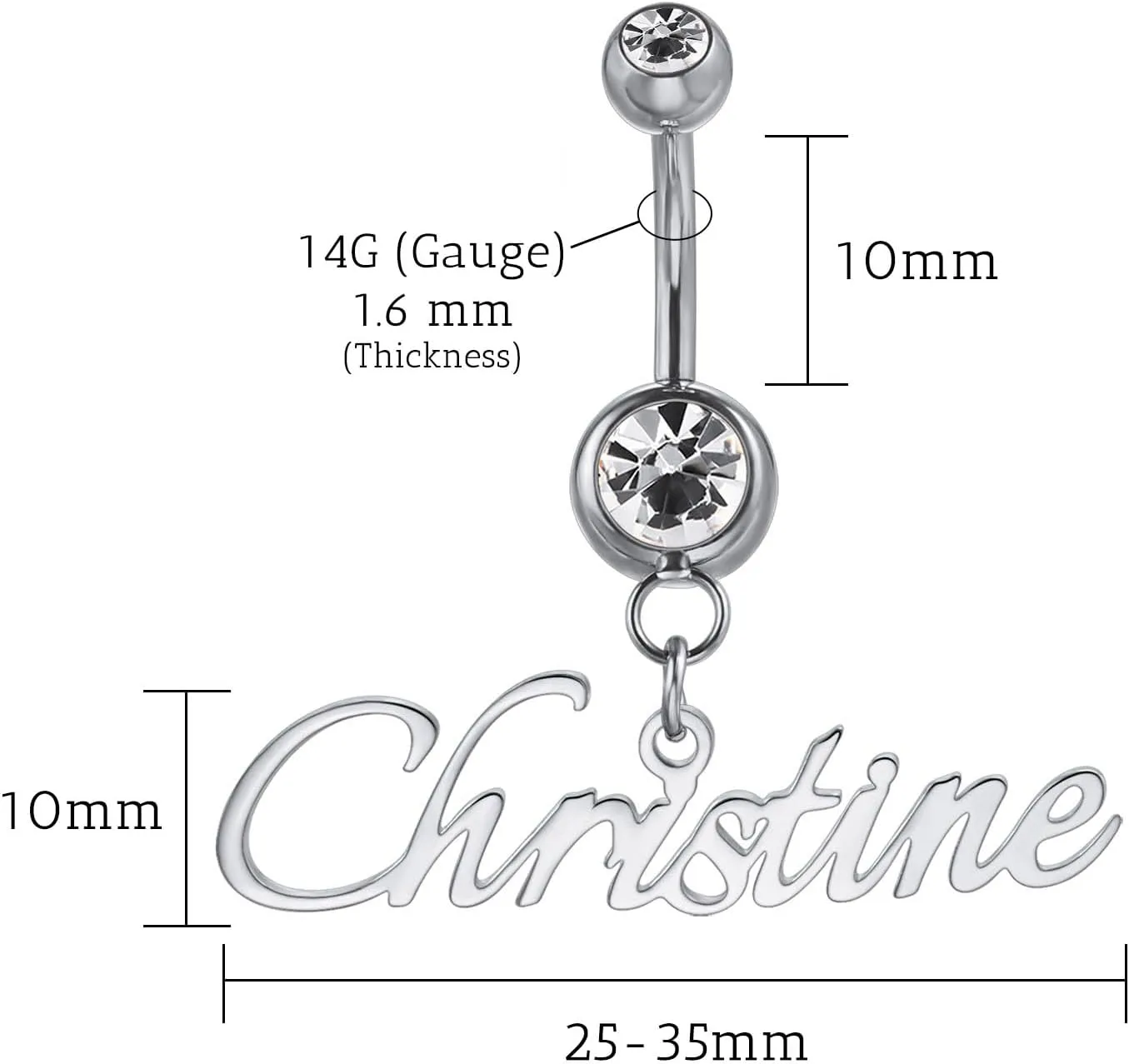 MMXX Custom Belly Ring for Women Personalized Name Initial Belly Button Ring with Heart Birthstone Nameplate Piercing Jewelry Elegant Gift for Birthday Gifts for Girlfriend, Wife