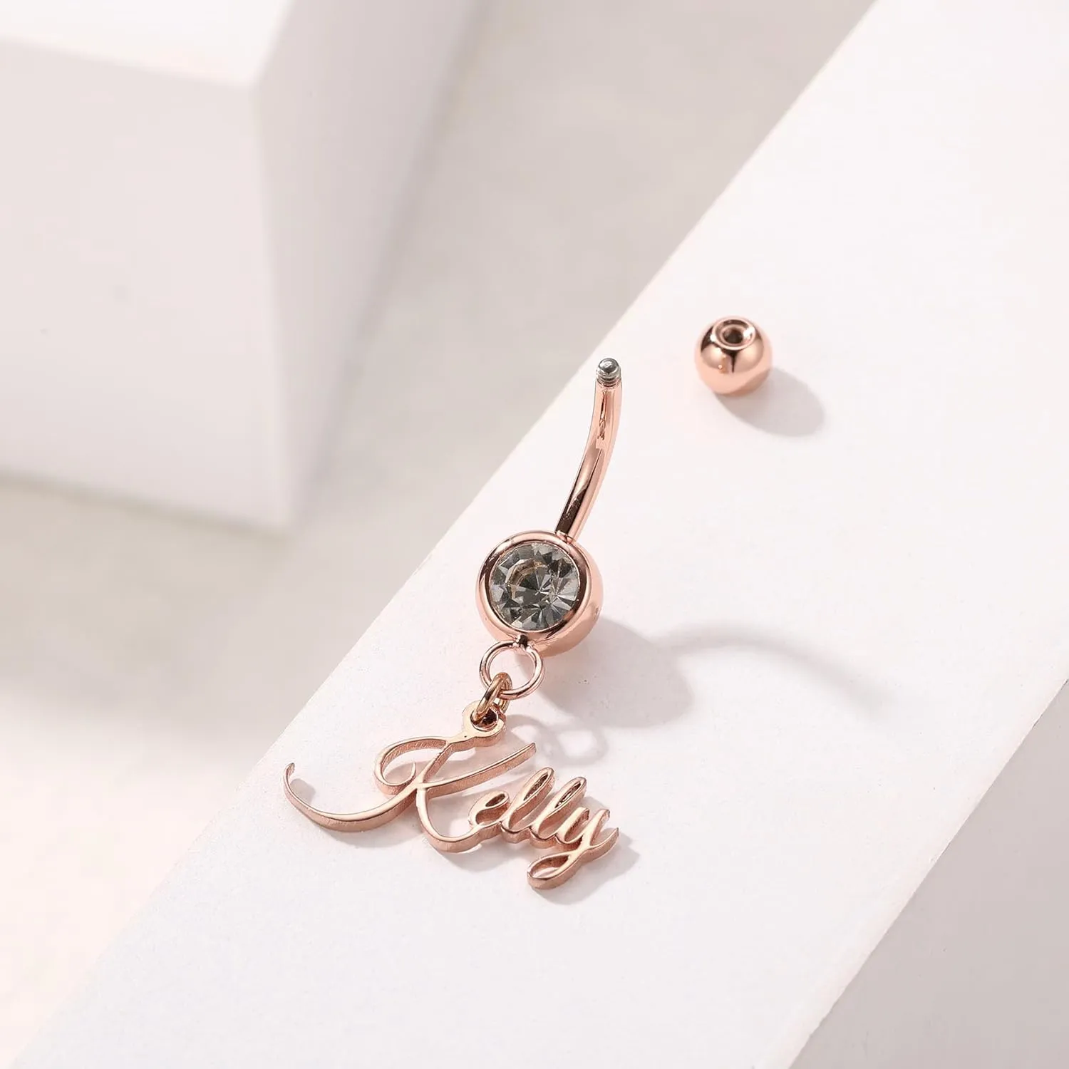 MMXX Custom Belly Ring for Women Personalized Name Initial Belly Button Ring with Heart Birthstone Nameplate Piercing Jewelry Elegant Gift for Birthday Gifts for Girlfriend, Wife
