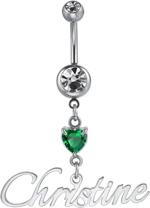 MMXX Custom Belly Ring for Women Personalized Name Initial Belly Button Ring with Heart Birthstone Nameplate Piercing Jewelry Elegant Gift for Birthday Gifts for Girlfriend, Wife