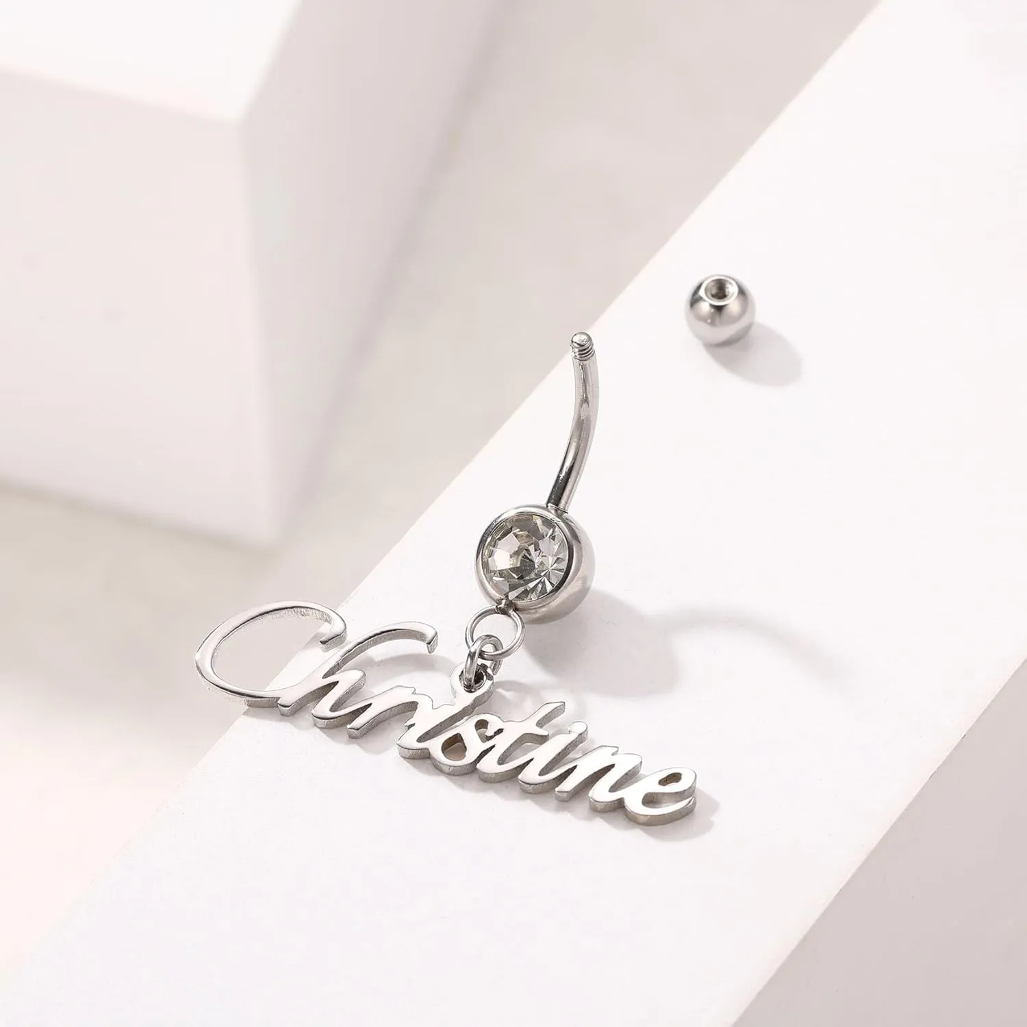 MMXX Custom Belly Ring for Women Personalized Name Initial Belly Button Ring with Heart Birthstone Nameplate Piercing Jewelry Elegant Gift for Birthday Gifts for Girlfriend, Wife