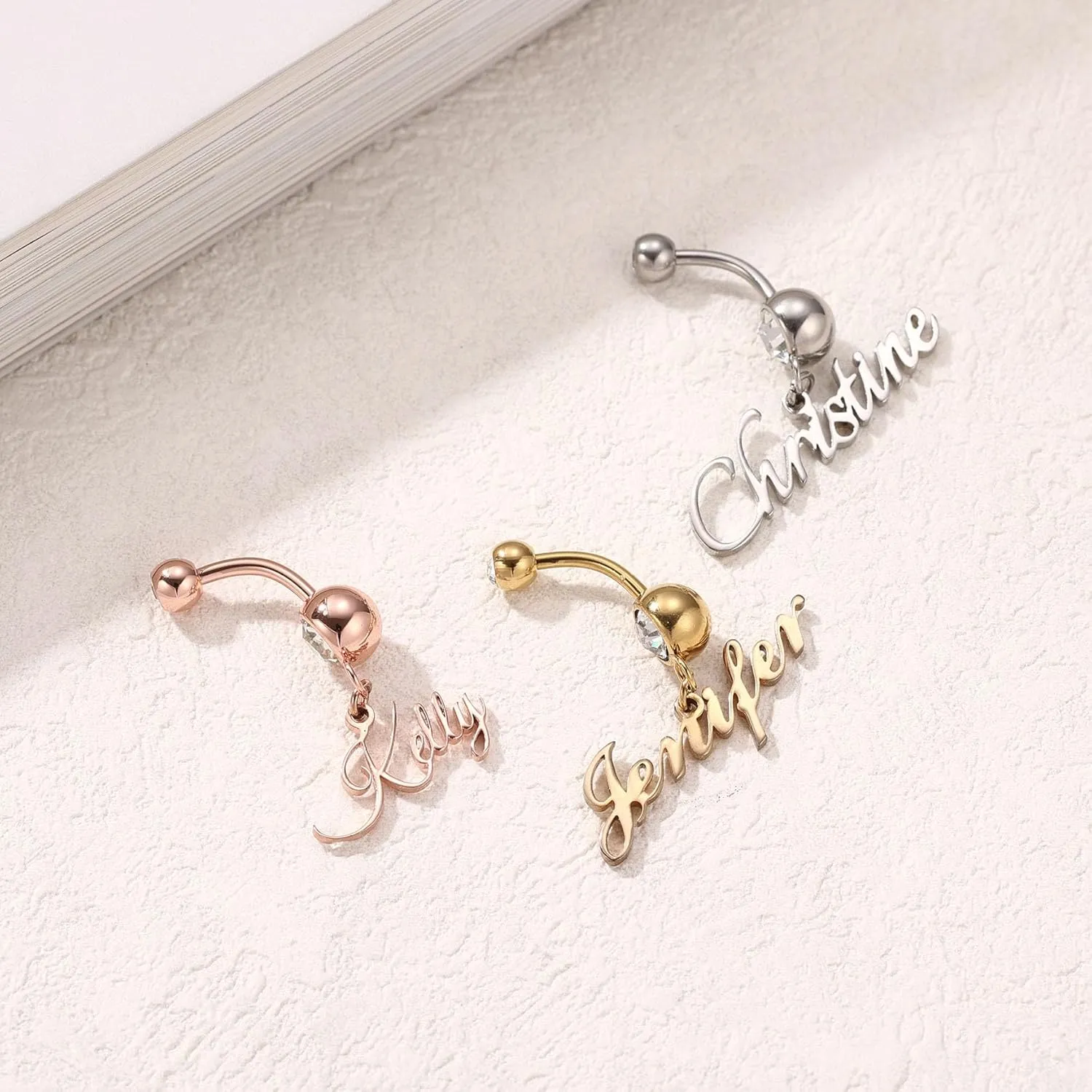 MMXX Custom Belly Ring for Women Personalized Name Initial Belly Button Ring with Heart Birthstone Nameplate Piercing Jewelry Elegant Gift for Birthday Gifts for Girlfriend, Wife