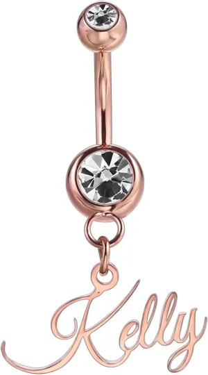 MMXX Custom Belly Ring for Women Personalized Name Initial Belly Button Ring with Heart Birthstone Nameplate Piercing Jewelry Elegant Gift for Birthday Gifts for Girlfriend, Wife