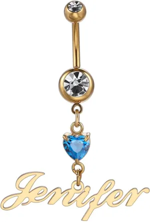 MMXX Custom Belly Ring for Women Personalized Name Initial Belly Button Ring with Heart Birthstone Nameplate Piercing Jewelry Elegant Gift for Birthday Gifts for Girlfriend, Wife
