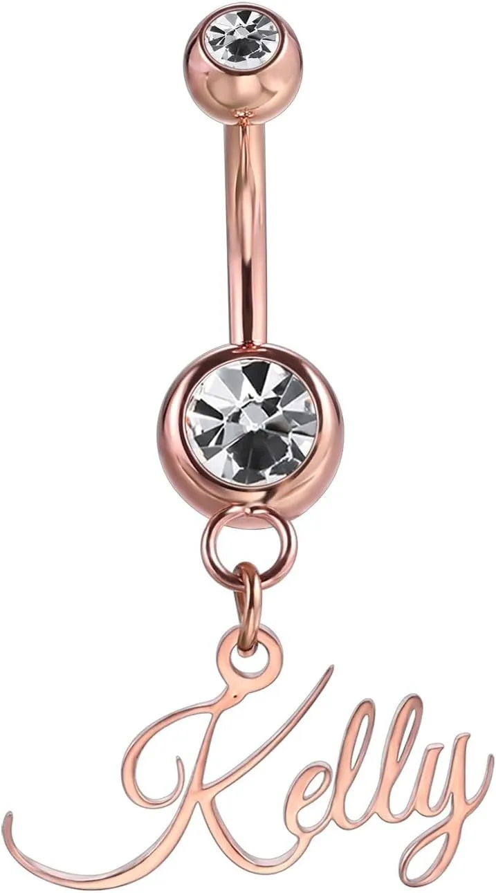 MMXX Custom Belly Ring for Women Personalized Name Initial Belly Button Ring with Heart Birthstone Nameplate Piercing Jewelry Elegant Gift for Birthday Gifts for Girlfriend, Wife