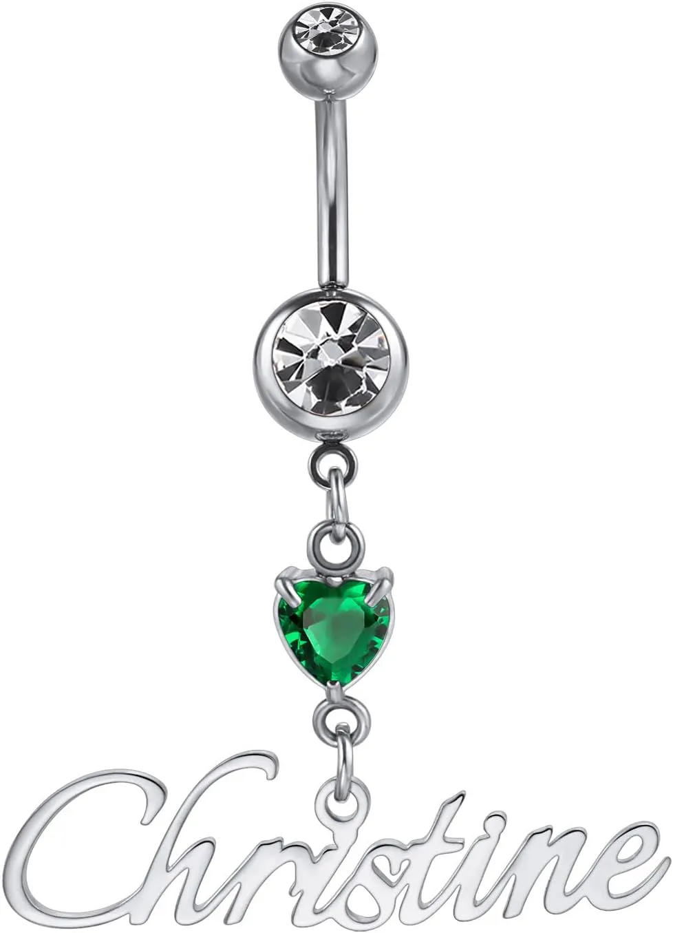 MMXX Custom Belly Ring for Women Personalized Name Initial Belly Button Ring with Heart Birthstone Nameplate Piercing Jewelry Elegant Gift for Birthday Gifts for Girlfriend, Wife