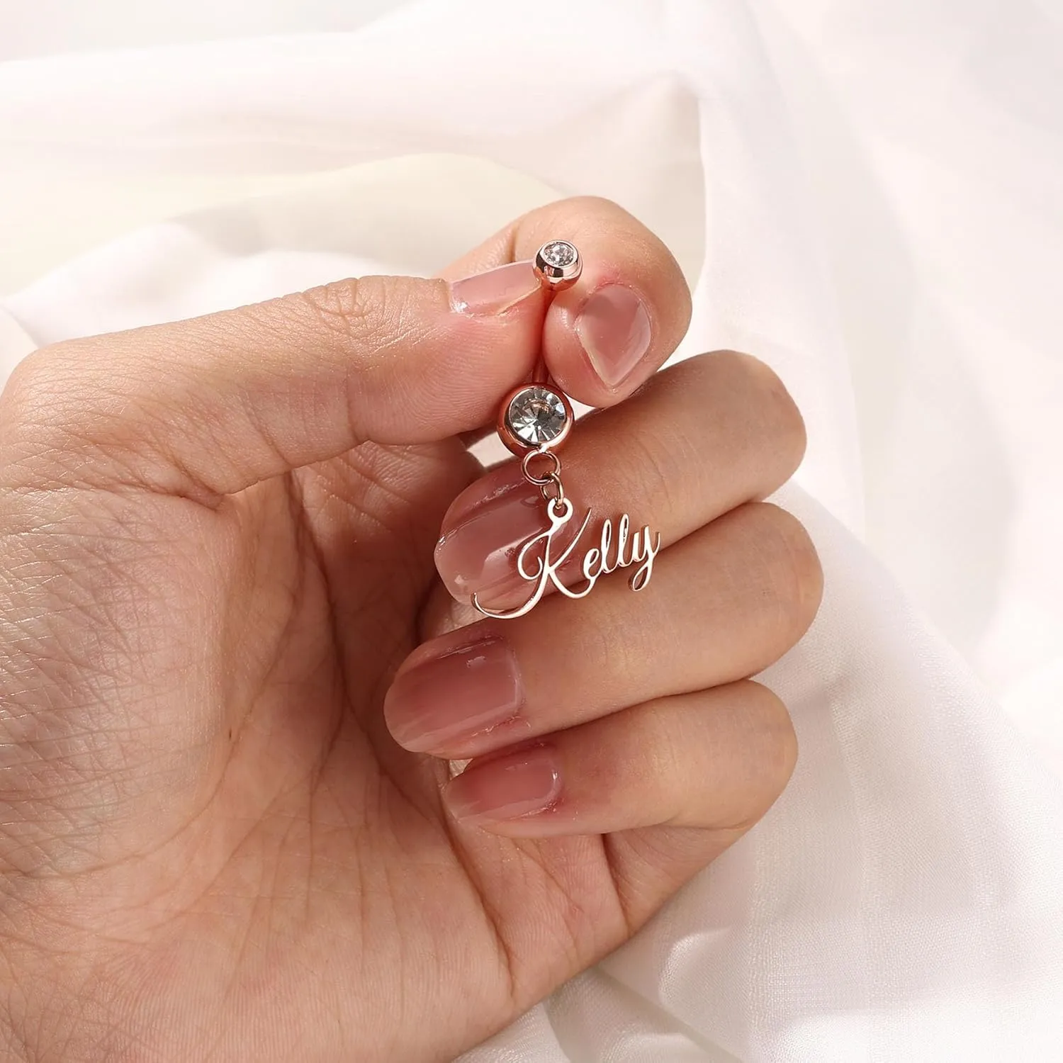 MMXX Custom Belly Ring for Women Personalized Name Initial Belly Button Ring with Heart Birthstone Nameplate Piercing Jewelry Elegant Gift for Birthday Gifts for Girlfriend, Wife