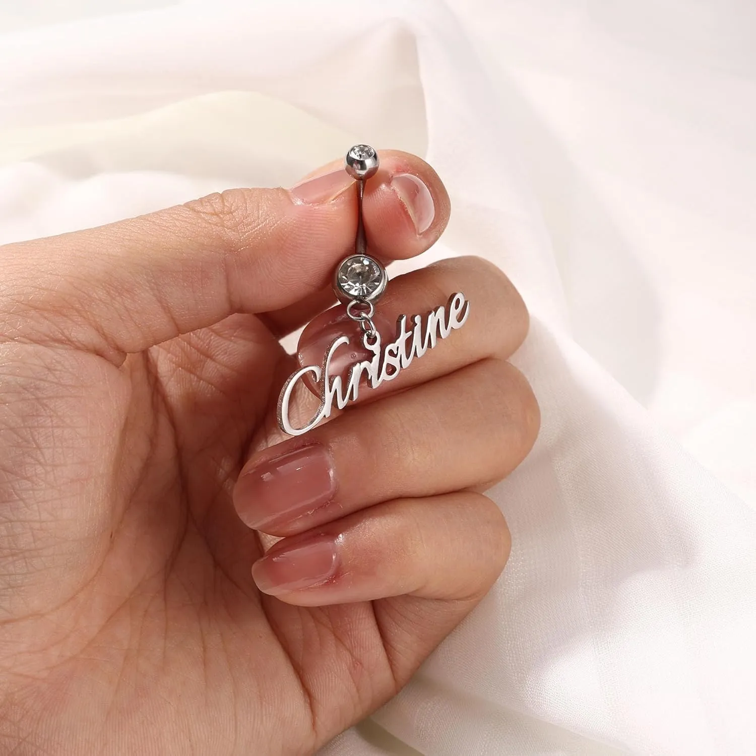 MMXX Custom Belly Ring for Women Personalized Name Initial Belly Button Ring with Heart Birthstone Nameplate Piercing Jewelry Elegant Gift for Birthday Gifts for Girlfriend, Wife