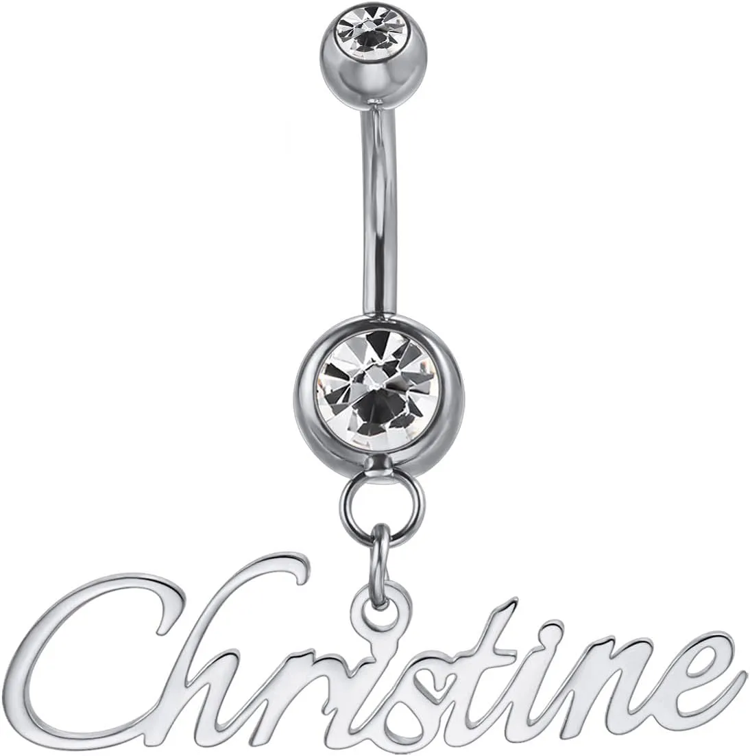 MMXX Custom Belly Ring for Women Personalized Name Initial Belly Button Ring with Heart Birthstone Nameplate Piercing Jewelry Elegant Gift for Birthday Gifts for Girlfriend, Wife