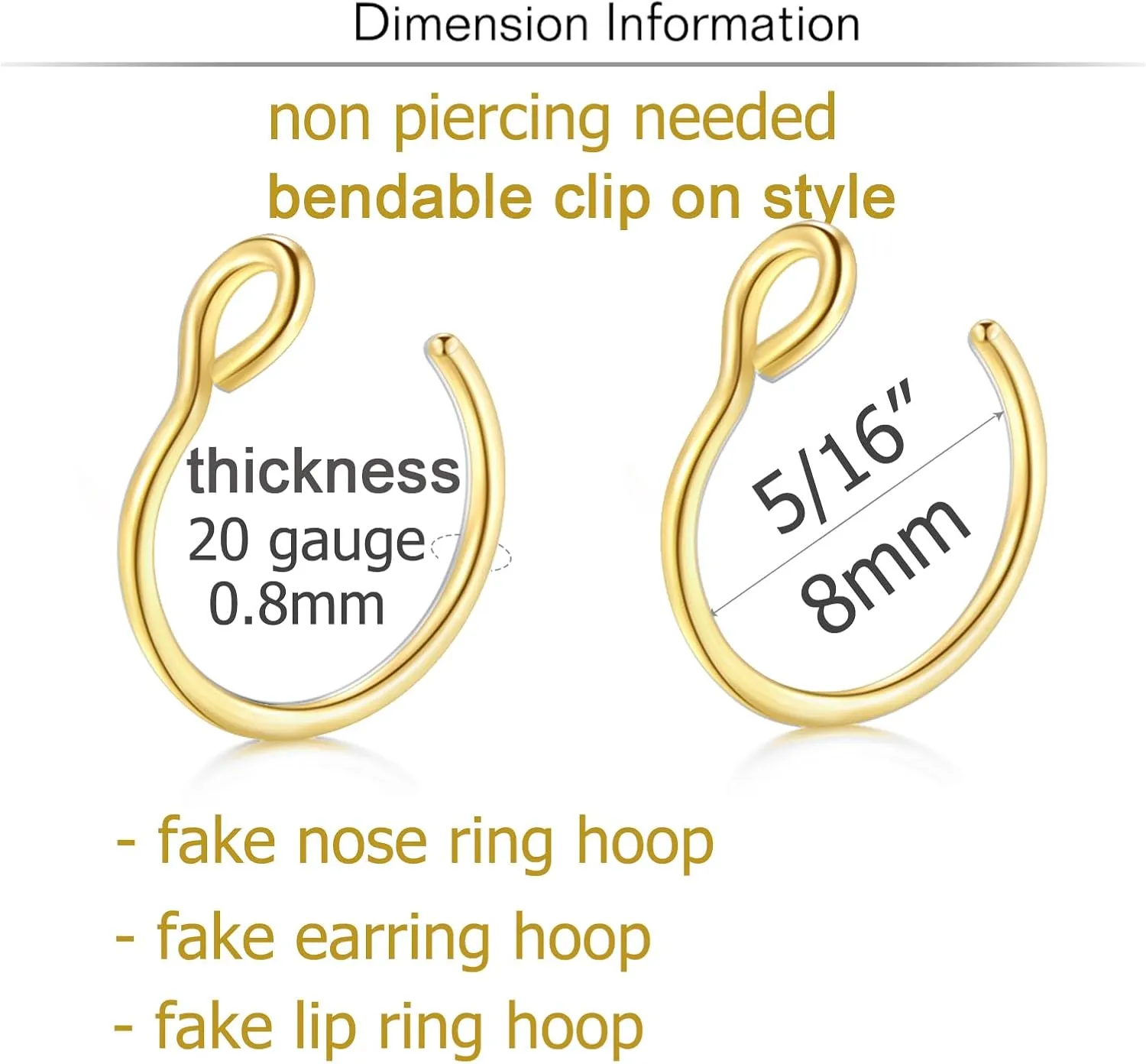 MODRSA Fake Piercings - Face, Nose, Lip, Eyebrow & Septum Rings & Studs - Stick On Face Gems & Hair Jewels