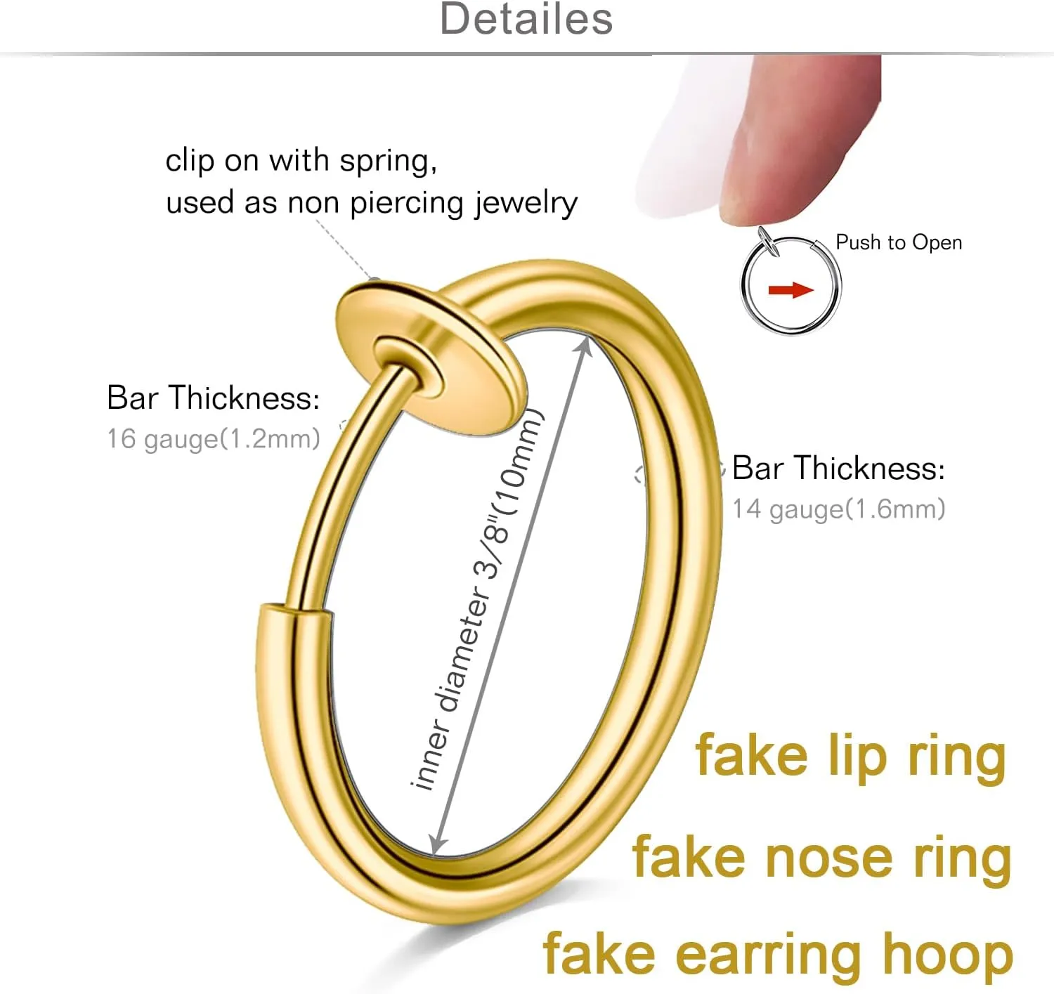MODRSA Fake Piercings - Face, Nose, Lip, Eyebrow & Septum Rings & Studs - Stick On Face Gems & Hair Jewels