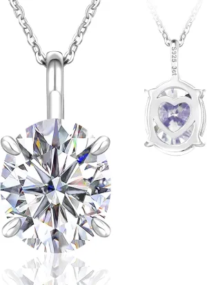 Moissanite Oval Necklace for Women, 1/2/3 Carat Lab Created Diamond Pendant 18K White Gold Plated 925 Sterling Silver Necklace Moissanite Pendant Diamond Solitaire Necklace for Mom/Wife Jewelry Gift