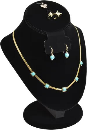 MOOCA Jewelry Display, Black Velvet Stand, Necklace Mannequin, Adjustable Hook, Wood Base, Fits Choker Necklaces, Jewelry Storage