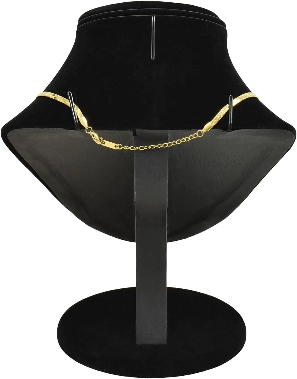 MOOCA Jewelry Display, Black Velvet Stand, Necklace Mannequin, Adjustable Hook, Wood Base, Fits Choker Necklaces, Jewelry Storage