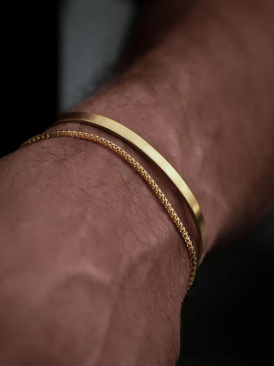 Moodear Fathers Day Gifts for Dad from Daughter Wife Son Stackable Bracelets for Men - Dainty 925 Sterling Silver/14K Gold Plated Cuff Snake Box Cuban Link Chain Bangle Bracelet Set Mens Jewelry